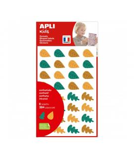 Apli Kids Bolsa de 384 Gomets Hojas de Arboles - Adhesivo Removible - Formas y Colores Surtidos