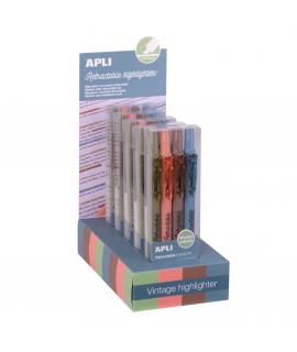 Apli Retractable Highlighter Expositor de 5 Packs de 4 Subrayadores Retractiles - Punta Biselada 4mm - Colores Surtidos Vintage