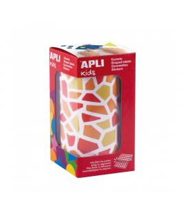 Apli Kids Rollo de 2460 Gomets Mosaico - Adhesivo Base Agua - Libre de Disolventes - Materiales 100% Reciclables - Colores Rojo,