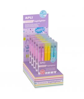 Apli Erasable Highlighter Expositor de 5 Packs de 6 Subrayadores Borrables - Punta Biselada 4mm - Colores Surtidos