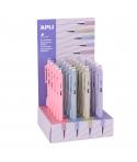 Apli Expositor de 20 Portaminas con Goma 0,7mm - Cuerpo de Colores Pastel Surtidos