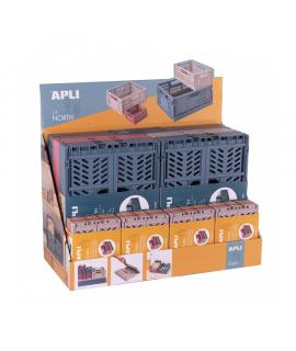 Apli Up North Expositor de 26 Cajas de Plastico Plegables y Apilables - 2x 43x29x16cm, 8x 29x21x21cm y 16x 14x10x6cm - Ideal par