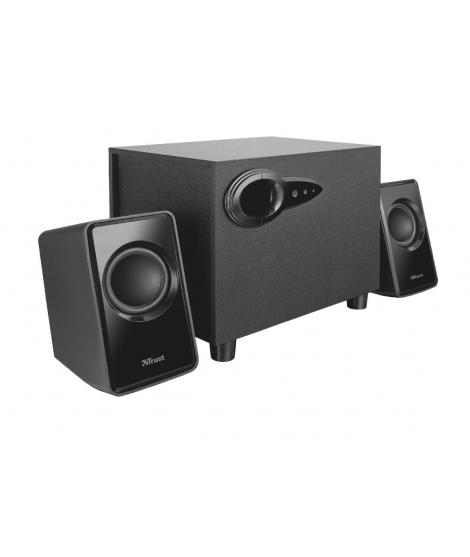 Trust Avora Altavoces USB 2.1 18W - Subwoofer Fabricado en Madera - Control de Volumen y Bajos - Entrada Jack 3.5mm - Color