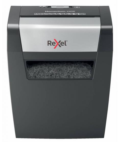 Rexel Destructora Papel Momentum x406 - P4, Corte Confeti 4x30mm - Funcionamiento Ininterrumpido 3 Minutos - Papelera 15L - Negr