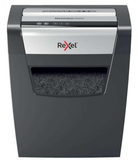 Rexel Momentum x312 Destructora de Papel 23L - Corte Confeti 5x42mm - Funcionamiento Ininterrumpido 6Min. - Color Negro/Plata