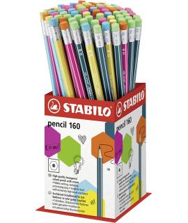 Stabilo Pencil 2160 Expositor de 72 Lapices con Goma - Mina HB de 2.2mm - Forma Hexagonal - Colores Surtidos