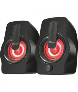 Trust Gemi Altavoces USB 2.0 12W - Iluminacion RGB - Control de Volumen - Cable de 1.40m - Color Negro