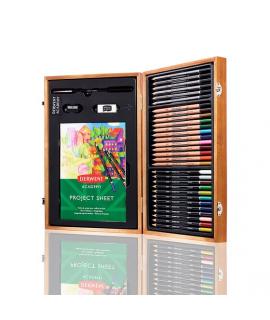 Derwent Academy Caja de Madera con 12 Lapices de Colores, 12 Lapices de Colores Acuarelables, 6 Lapices de Grafito para