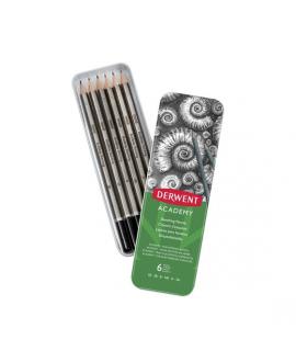 Derwent Academy Sketching Pack de 6 Lapices de Grafito Hexagonales de Durezas Surtidas - Especial para Bocetos - Cuerpos de Made