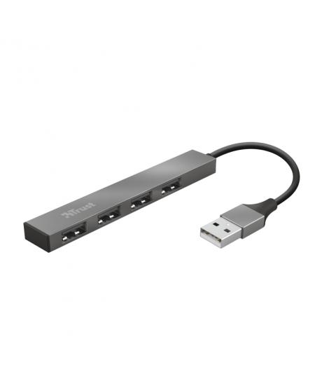 Trust Halyx Hub 4 Puertos USB 2.0 - Hasta 480Mbps - Color Gris