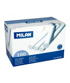Milan Pack de 100 Tizas - Redonda - No Contiene Caseina - Color Blanco