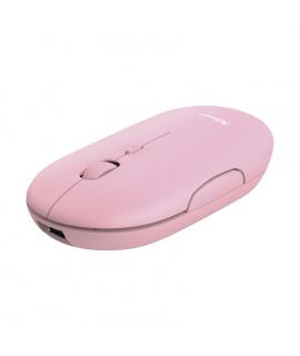 Trust Puck Raton Inalambrico Recargable 1600dpi - 3 Botones Silenciosos - Ultra Fino - Uso Ambidiestro - Color Rosa
