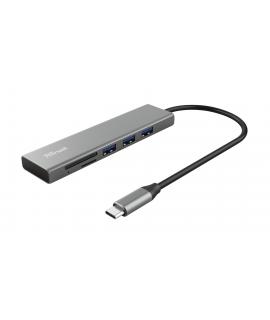 Trust Halyx Hub USB-C 3 Puertos USB-A + Lector de Tarjetas SD/MicroSD - Compatible con SDHC y SDXC - Hasta 5Gbps - Aluminio