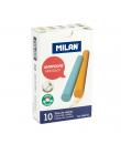 Milan Pack de 10 Tizas de Colores - Redondas - Antipolvo - No Contienen Caseina ni Yeso - Colores Surtidos