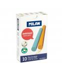 Milan Pack de 10 Tizas de Colores - Redondas - Antipolvo - No Contienen Caseina ni Yeso - Colores Surtidos