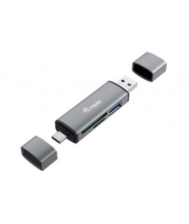 Equip Lector de Tarjetas SDMicroSD hasta 2TB con Conectores USB-A y USB-C - Carcasa de Aluminio