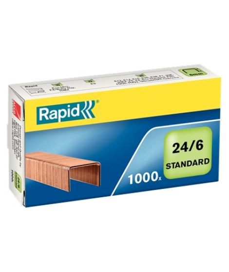 Rapid Confort Caja de 1000 Grapas 24/6 - Hasta 20 Hojas - Alambre Flexible Cobreado - Patilla de 6mm