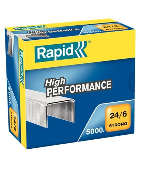 Rapid Strong Caja de 5000 Grapas 246 - Hasta 30 Hojas - Alambre Reforzado Galvanizado - Patilla de 6mm