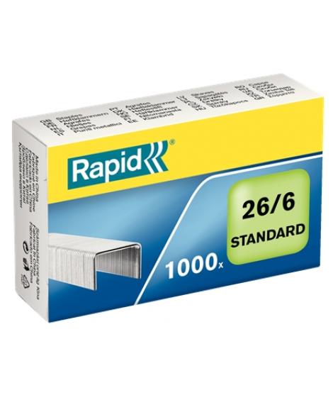 Rapid Confort Caja de 1000 Grapas 26/6 - Hasta 20 Hojas - Alambre Flexible Galvanizado - Patilla de 6mm