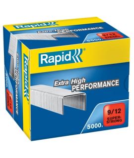 Rapid Super Strong Caja de 5000 Grapas 9/12 - De 60 a 90 Hojas - Alambre Galvanizado Superreforzado - Patilla de 12mm