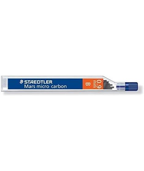 Staedtler Mars Micro Carbon 250 Tubo de 12 Minas de Grafito - Dureza B - Trazo 0.9mm -  Alta Resistencia