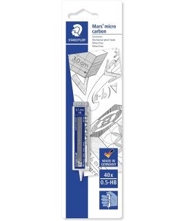 Staedtler Micro Carbon 255 Dispensador de Minas con 40 Minas - Mina HB de 0.5mm - Rellena las Minas Individualmente - Resistenci