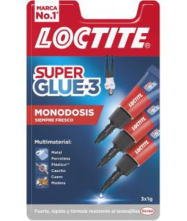 Loctite Pack de 3 Super Glue-3 Mini Trio Original - 1gr - Triple Resistencia - Adhesivo Transparente - Pegado y Fuerza Instantan