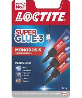 Loctite Pack de 3 Super Glue-3 Mini Trio Original - 1gr - Triple Resistencia - Adhesivo Transparente - Pegado y Fuerza Instantan