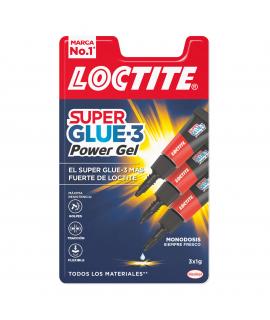 Loctite Superglue-3 Power Gel 3x1g - Adhesivo Instantaneo Flexible y Extrafuerte - Formula en Gel Enriquecida con Particulas