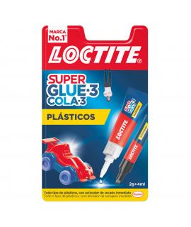 Loctite Superglue-3 Plasticos Dificiles Pegamento 2gr + Activador 4ml - Pegamento Transparente y Liquido - Formulado para Plasti