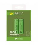 GP ReCyko Pack de 2 Pilas Recargables 2600mAh AA 1.2V - Precargadas - Ciclo de Vida: Hasta 1.000 Veces