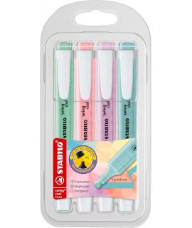Stabilo Swing Cool Pastel Pack de 4 Marcadores Fluorescentes - Cuerpo Plano - Punta Biselada - Trazo entre 1 y 4mm - Tinta con B