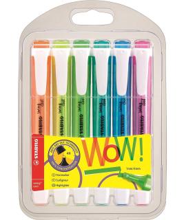 Stabilo Swing Cool Pack de 6 Marcadores Fluorescentes - Cuerpo Plano - Punta Biselada - Trazo entre 1 y 4mm - Tinta con Base de 