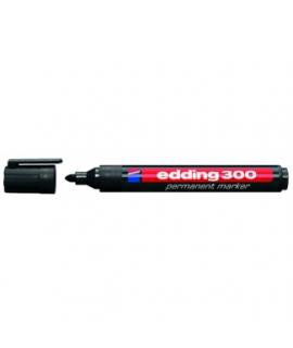 Edding 300 Rotulador Permanente - Punta Redonda - Trazo entre 1.5 y 3 mm. - Tinta Casi Inodora - Capuchon con Clip - Secado Rapi