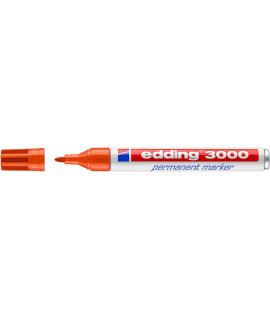 Edding 3000 Rotulador Permanente - Punta Redonda de 1.5mm - Trazo entre 1.5 y 3mm - Recargable - Secado Rapido - Color Naranja