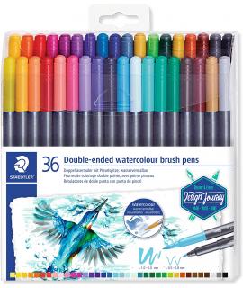 Staedtler 3001 Pack de 36 Rotuladores Acuarelables de Doble Punta - Colores Surtidos