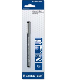 Staedtler Pigment Liner 308 Blister con Rotulador Calibrado - Trazo 0.4mm - Punta Engarzada en Metal - Color Negro