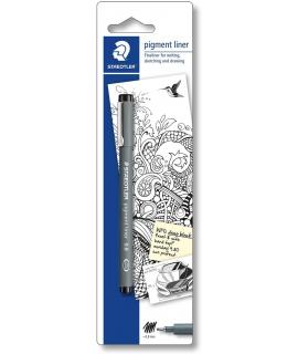 Staedtler Pigment Liner 308 Blister con Rotulador Calibrado - Trazo 0.8mm - Punta Engarzada en Metal - Color Negro