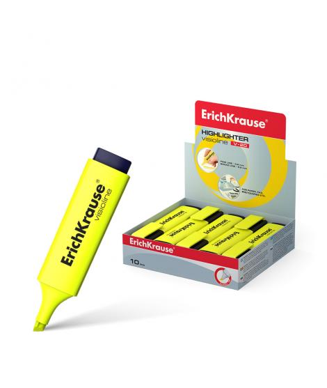 Erichkrause Visioline V-20 - Marcador de Texto - Punta Biselada - Tinta Fluorescente a Base de Agua - Color Amarillo