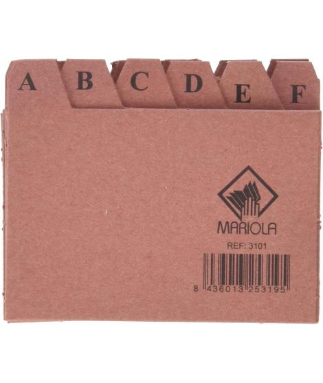 Mariola Indice A-Z Nº1 para Fichero - Medidas 95x65mm - Color Marron