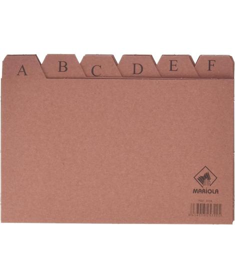 Mariola Indice A-Z Nº4 para Fichero - Medidas 200x120mm - Color Marron