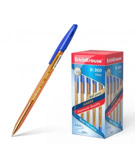 Erichkrause Boligrafo R-301 Amber Stick 0.7 - Cuerpo Hexagonal Translucido - Punta de 0.7mm - Tinta de Secado Rapido - Color Azu