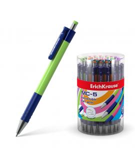 Erichkrause Boligrafo Automatico Mc-5 - Cuerpo Satinado Redondo - Detalles Metalizados - Punta de 5 Canales - Tinta de Secado Ra