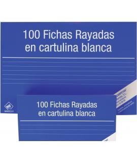 Mariola Pack de 100 Fichas Rayadas Nº2 para Fichero - Medidas 125x75mm - Color Blanco