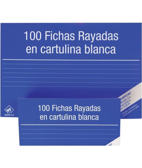 Mariola Pack de 100 Fichas Rayadas Nº4 para Fichero - Medidas 200x120mm - Color Blanco