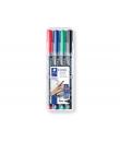 Staedtler Lumocolor 317 Pack de 4 Rotuladores Permanentes - Punta Media Redonda - Trazo 1mm Aprox - Capuchon con Clip - Secado R