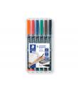 Staedtler Lumocolor 317 Pack de 6 Rotuladores Permanentes - Punta Media Redonda - Trazo 1mm Aprox - Capuchon con Clip - Secado R