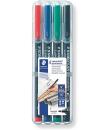 Staedtler Lumocolor 318 Pack de 4 Rotuladores Permanentes - Punta Fina Redonda - Trazo 0.6mm - Capuchon con Clip - Secado Rapido