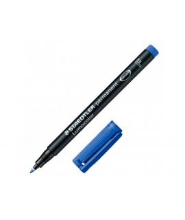 Staedtler Lumocolor 318 Rotulador Permanente - Punta Fina Redonda - Trazo 0.6mm - Capuchon con Clip - Secado Rapido - Color Azul