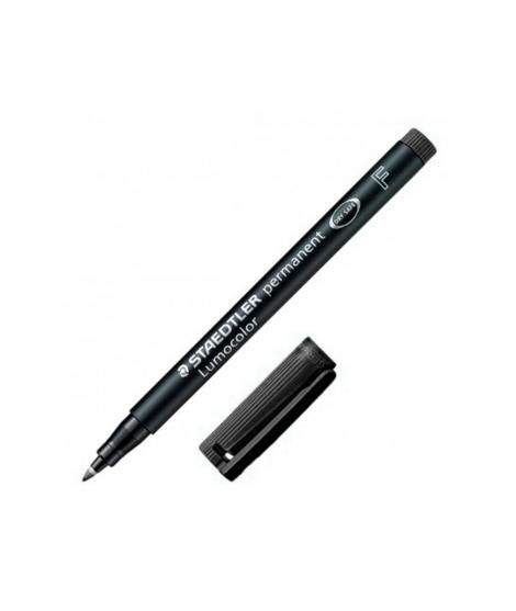 Staedtler Lumocolor 318 Rotulador Permanente - Punta Fina Redonda - Trazo 0.6mm - Capuchon con Clip - Secado Rapido - Color Negr